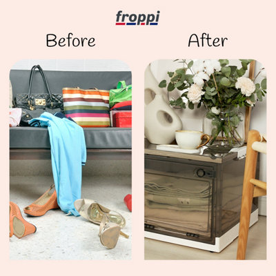 Froppi 75L Clear Plastic Stackable Storage Box with Lid and Rollers ...