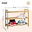Froppi Multi-Purpose Bamboo Shoe Rack for Shoe Storage, 3-Tier Wooden Shoe Shelf and Organiser L69 W28 H54.5 cm