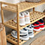 Froppi Multi-Purpose Bamboo Shoe Rack for Shoe Storage, 3-Tier Wooden Shoe Shelf and Organiser L69 W28 H54.5 cm