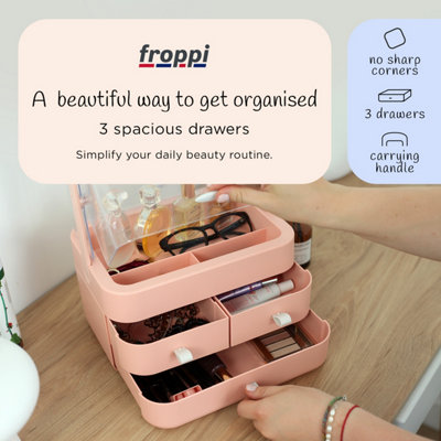 Froppi™ Multi-Purpose Makeup Organiser Pink Plastic Portable