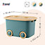 Froppi Multi-Purpose Plastic Stackable Kids Toy Storage Box with Lid and Wheels L50 W35 H30 cm Blue