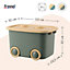 Froppi Multi-Purpose Plastic Stackable Kids Toy Storage Box with Lid and Wheels L50 W35 H30 cm Green