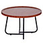Froppi Round Coffee Table for Living Room Modern Cocktail Table with Natural Wood Finish, Black Frame D60 H39 cm