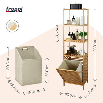 Froppi™ Tall Bathroom Cabinet with Laundry Basket, Freestanding