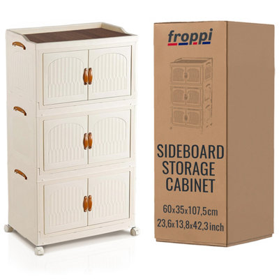 Froppy™ Cream White Sideboard, Plastic Storage Cabinet L60 W35