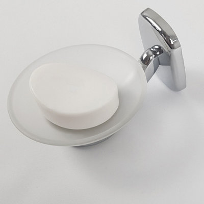 Frosted Glass Soap Holder Wall Mounted Bathroom Accessory