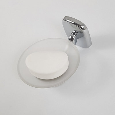 Frosted Glass Soap Holder Wall Mounted Bathroom Accessory - 5