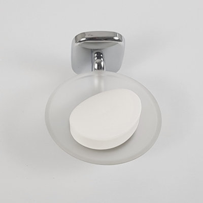 Frosted Glass Soap Holder Wall Mounted Bathroom Accessory - 6