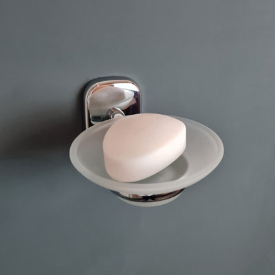 Frosted Glass Soap Holder Wall Mounted Bathroom Accessory - 8