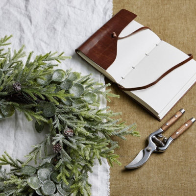 Frosted Pine and Eucalyptus Wreath - Plastic - L8 x W50 x H50 cm - White - 6