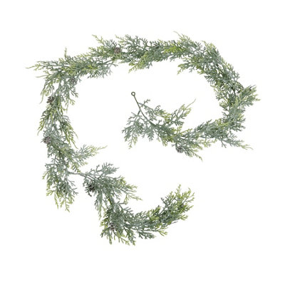 Frosted Pine Garland with Pinecones - Plastic - L12 x W12 x H180 cm - White