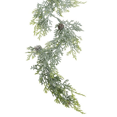 Frosted Pine Garland with Pinecones - Plastic - L12 x W12 x H180 cm - White