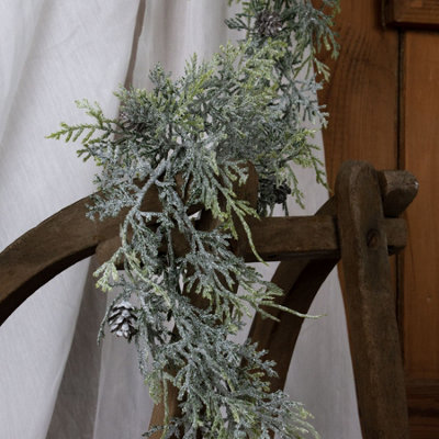 Frosted Pine Garland with Pinecones - Plastic - L12 x W12 x H180 cm - White - 4