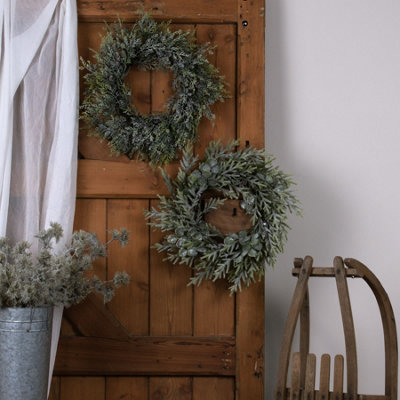 Frosted Pine Wreath with Pinecones - Plastic - L9 x W55 x H55 cm - White - 3