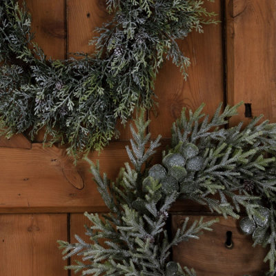 Frosted Pine Wreath with Pinecones - Plastic - L9 x W55 x H55 cm - White - 4