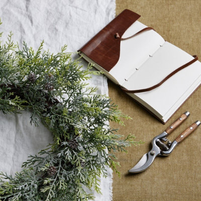 Frosted Pine Wreath with Pinecones - Plastic - L9 x W55 x H55 cm - White - 6