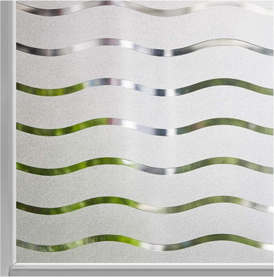 Frosted Privacy Window Film 45 x 200 cm Static Cling Glass Film Wave ...