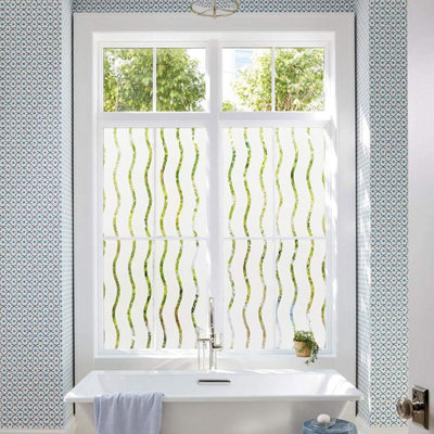 Frosted Privacy Window Film 45 x 200 cm Static Cling Glass Film Wave ...