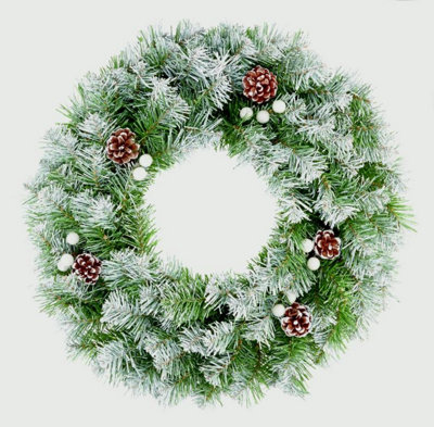 Frosted Snow Tips Christmas Door Wreath With Cones - 50cm Price Comparisons | Compare The Build