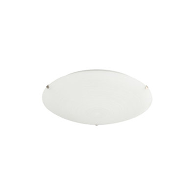 Frosted White Flush 25cm Glass Ceiling Light Fitting with Soft Swirl Denergy savingration