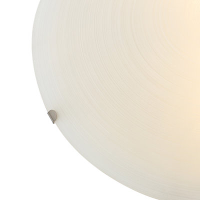 Frosted White Flush 30cm Glass Ceiling Light Fitting with Soft Swirl Decoration
