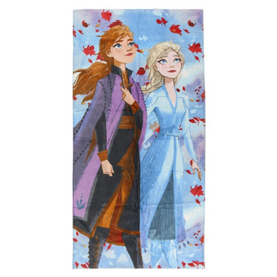 Frozen 2 Childrens/Kids Anna & Elsa Beach Towel Blue (One Size