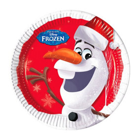 Frozen Olaf Christmas Party Plates (Pack of 8) Red/White (One Size)