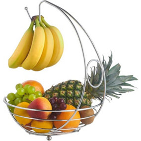 Fruit Bowl Holder with Banana Hanger Hook Tree Fruit Bowl Basket Stand Large