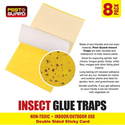 Fruit Fly Traps Double Adhesive Sticky Pads Pack of 8 Multi-Use Glue ...
