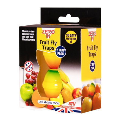 Fruit Fly Traps & Refill Sachets Twin Pack Non Toxic Chemical Free Fly Traps