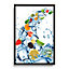 Fruit Water Splash Ice Cubes Kitchen CANVAS FLOATER FRAME Wall Art Print Picture Brown Frame (H)61cm x (W)41cm