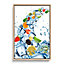 Fruit Water Splash Ice Cubes Kitchen CANVAS FLOATER FRAME Wall Art Print Picture Light Oak Frame (H)61cm x (W)41cm