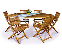 FSC  ELIPSE 6 Seater Dining Set: 195cmx105cm Elipse Table with 6 Manhattan Folding Armchairs
