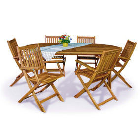 FSC  ELIPSE 6 Seater Dining Set: 195cmx105cm Elipse Table with 6 Manhattan Folding Armchairs