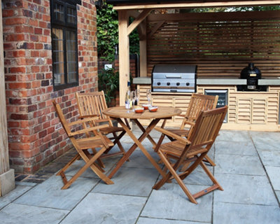 FSC MANHATTAN 4 Seater Dining Set  90cm Folding Manhattan Table with 4 Manhattan Folding Armchairs
