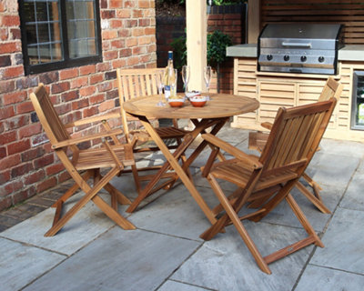 FSC MANHATTAN 4 Seater Dining Set  90cm Folding Manhattan Table with 4 Manhattan Folding Armchairs