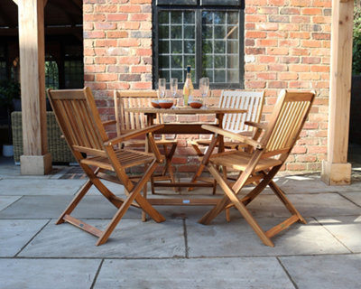 FSC MANHATTAN 4 Seater Dining Set  90cm Folding Manhattan Table with 4 Manhattan Folding Armchairs - 5