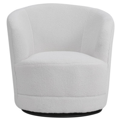 Fuax Fur Swivel Armchair Bucket Chair Accent Boucle Chair Tub Chair Barrel Chair