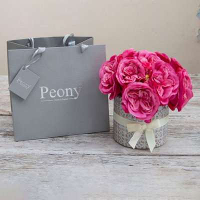 Fuchsia Artificial Flower Old English Rose Bouquet in a Pearlised ...