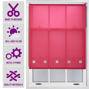 Fuchsia Roller Blind with Chrome Square Eyelets and Meta Fittings Cut to Size by Furnished - (W)180cm x (L)210cm