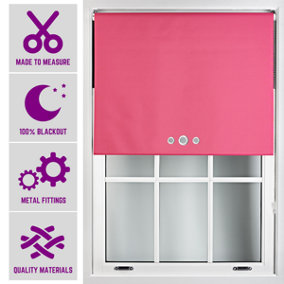 Fuchsia Roller Blind with Triple Round Eyelet Design and Metal Fittings - Made to Measure Blackout Blinds, (W)150cm x (L)210cm