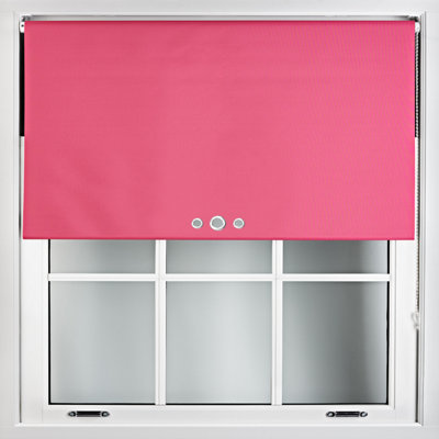 Fuchsia Roller Blind with Triple Round Eyelet Design and Metal Fittings - Made to Measure Blackout Blinds, (W)240cm x (L)210cm