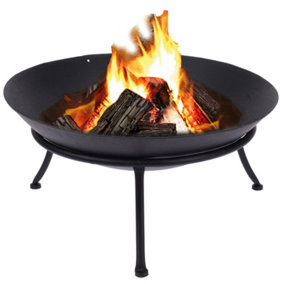 FUEGO 40cm Diameter Large Cast Iron Fire Bowl Traditional Log Fire Pit Outdoor Heating Camping BBQ