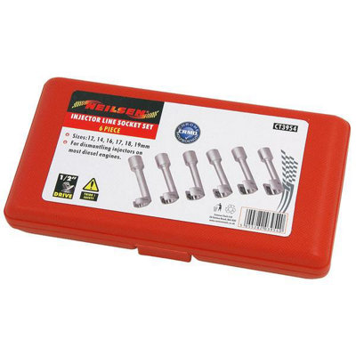 Fuel Injector Line Socket Set 1/2" Dr 12,14,16,17,18,19 Open Ended Spanner CT3954