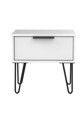 Fuji 1 Drawer Bedside in White Matt (Ready Assembled)