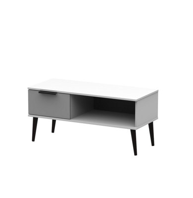 Fuji 1 Drawer Coffee Table in Grey Matt & White (Ready Assembled)