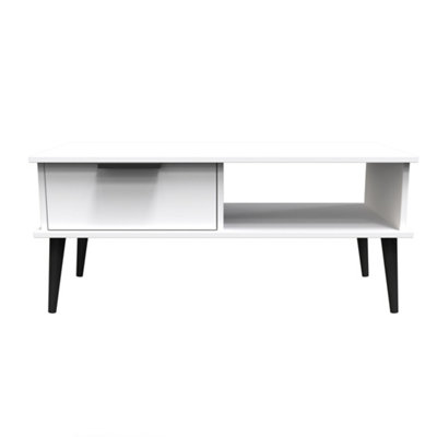 Fuji 1 Drawer Coffee Table in White Matt (Ready Assembled)