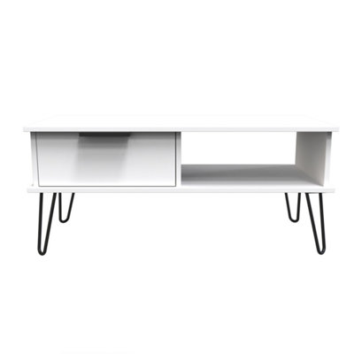 Fuji 1 Drawer Coffee Table in White Matt (Ready Assembled)