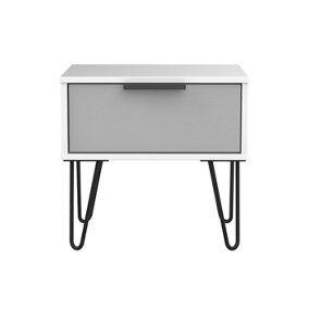 Fuji 1 Drawer Lamp Table in Grey Matt & White (Ready Assembled)