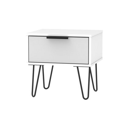 Fuji 1 Drawer Lamp Table in Grey Matt & White (Ready Assembled)